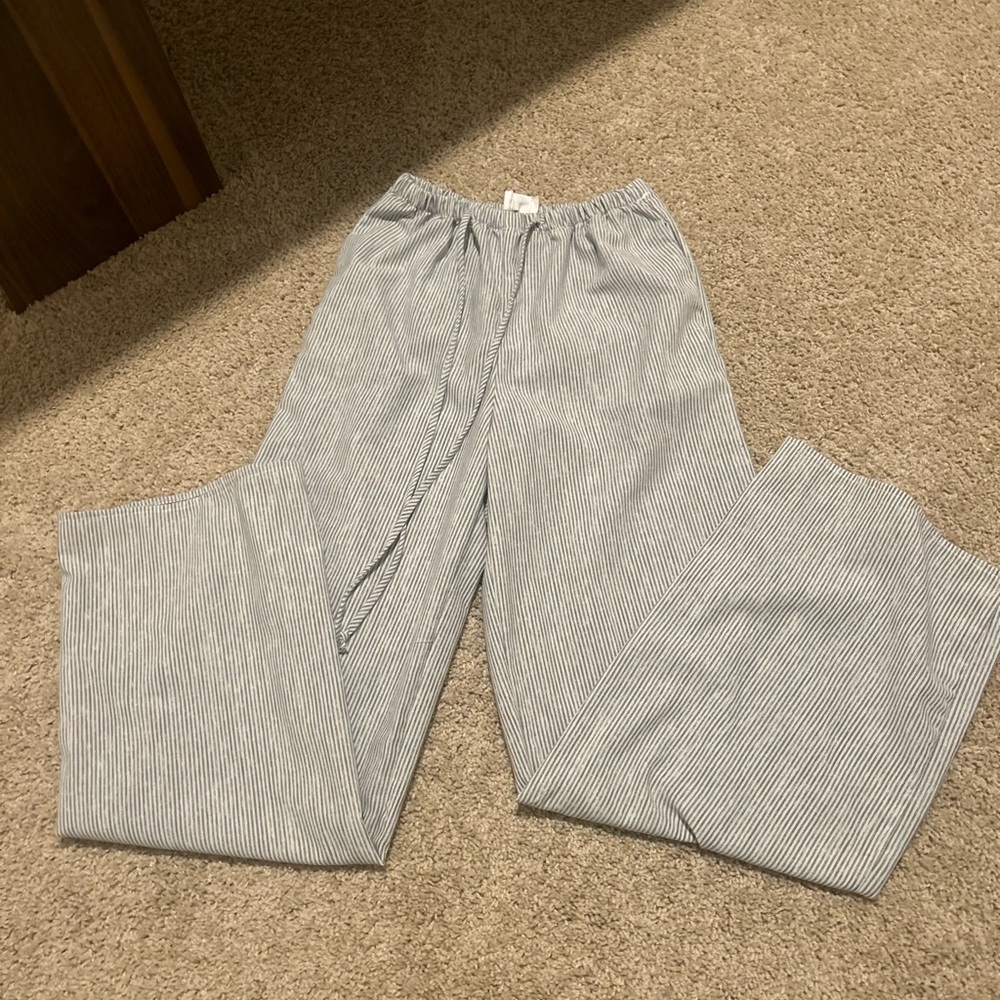Never worn Striped Gray Linen Pants